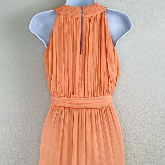 Veronica Beard Florencia Cross Front Silk Sleeveless Coral Chiffon Maxi Dress 8 - Picture 11 of 16